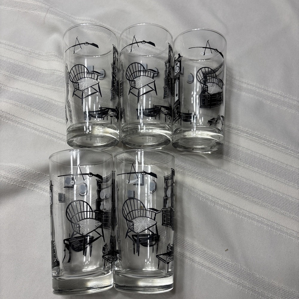 Libbey Colonial Homestead Vintage Drinking Glasses High Ball Set of 5 - Picture 3 of 10